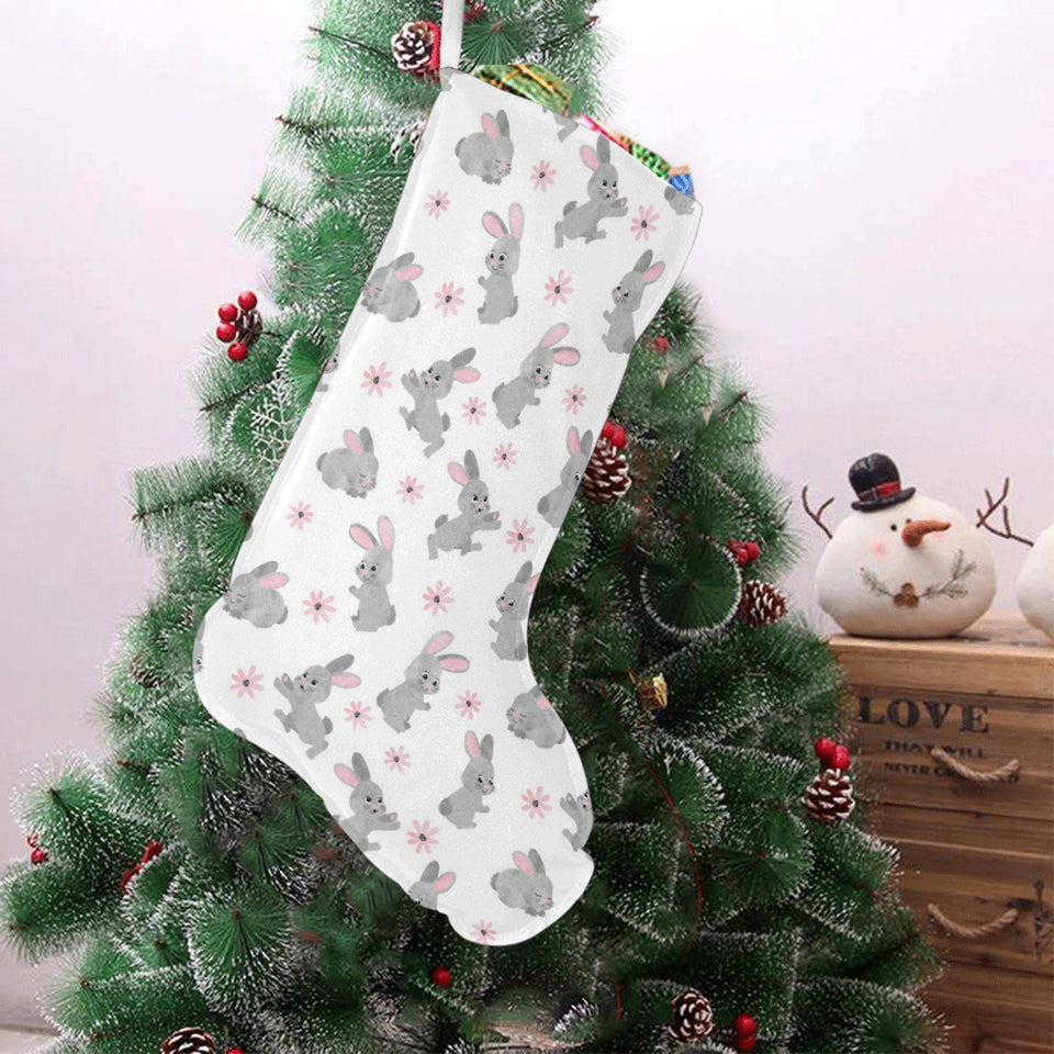 Watercolor cute rabbit pattern Christmas Stocking