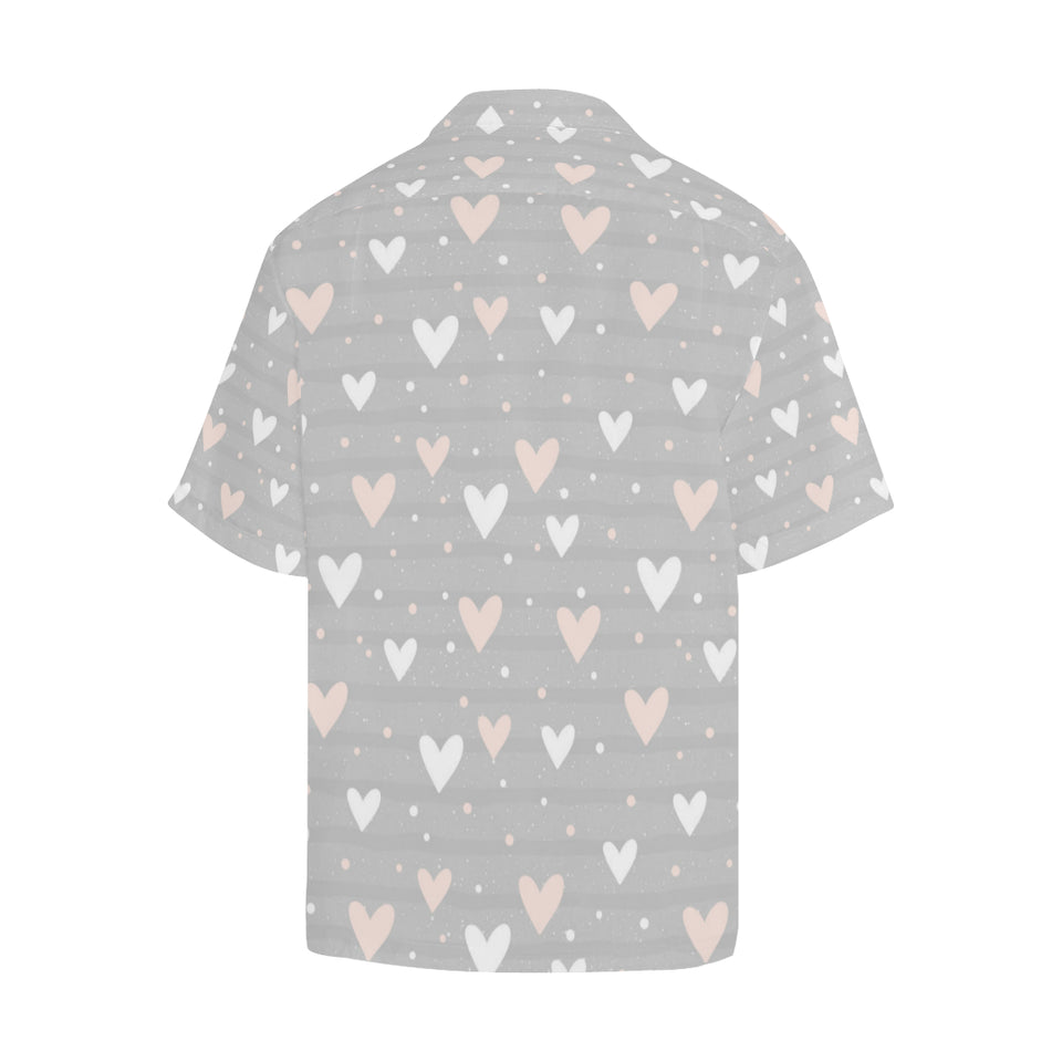 Heart pattern gray background Men's All Over Print Hawaiian Shirt