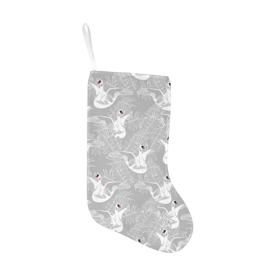 white swan gray background Christmas Stocking