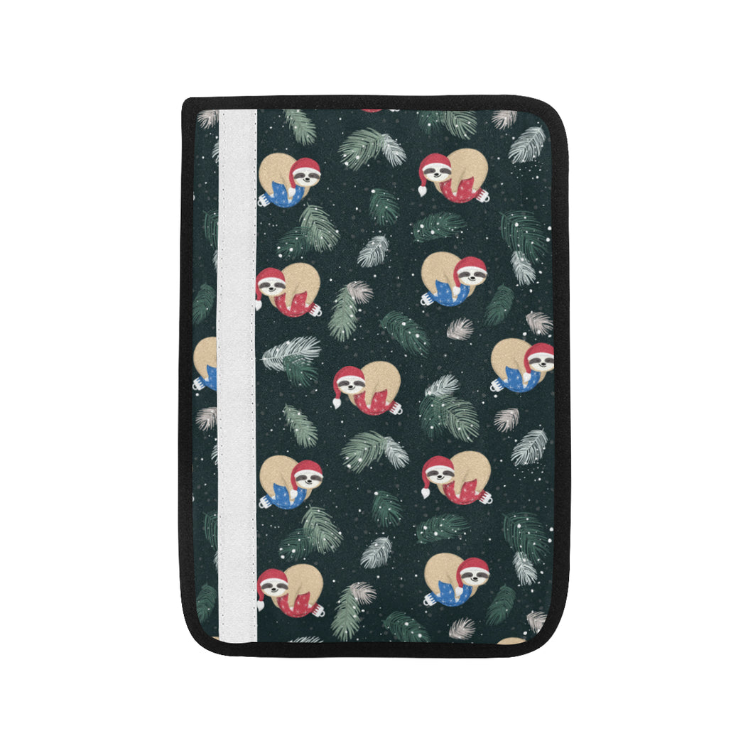 Cute sloths sleeping christmas ball santa hat patt Car Seat Belt Cover