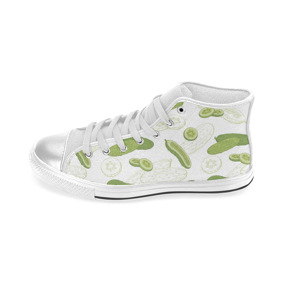 Cucumber sketch pattern Women's High Top Canvas Shoes White