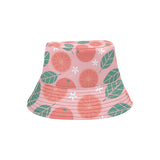 Grapefruit leaves flower pink background Unisex Bucket Hat