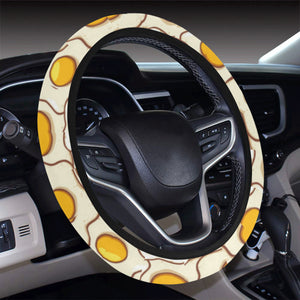 Fried Eggs Pattern Print Design 02 Car Steering Wheel Cover