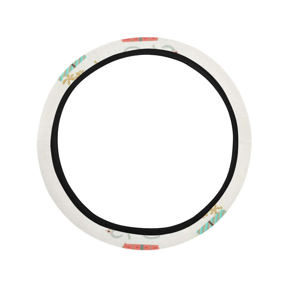 Bicycle Pattern Print Design 05 Car Steering Wheel Cover