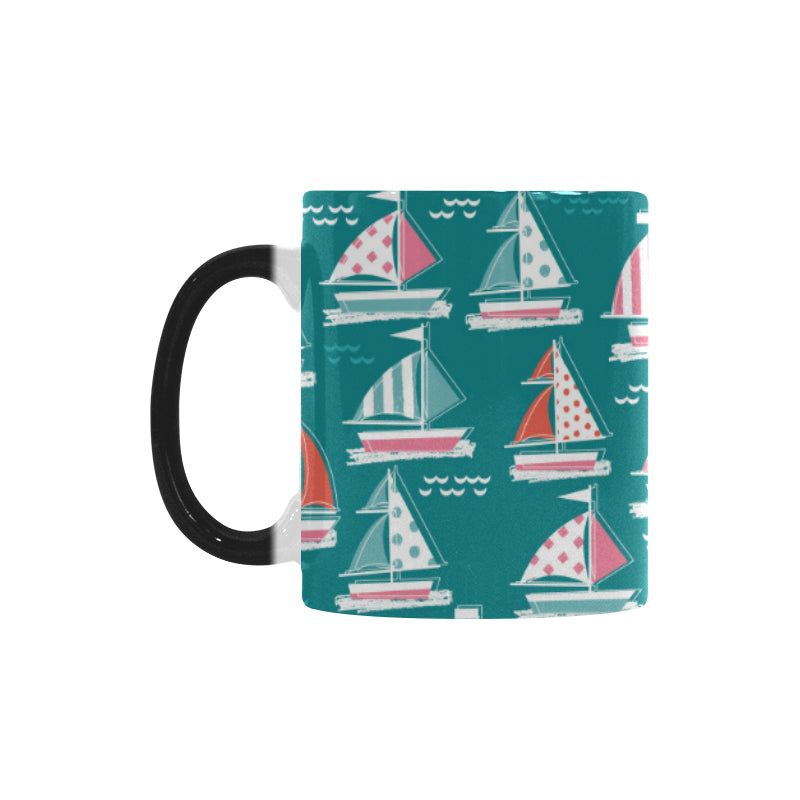Cute sailboat pattern Morphing Mug Heat Changing Mug