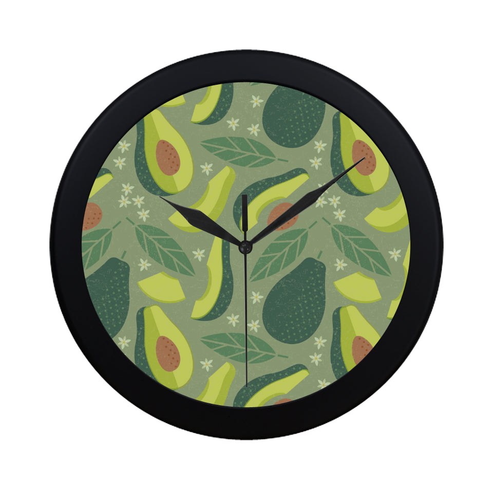 Avocado pattern Elegant Black Wall Clock