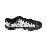 Boston terrier dog hearts vector pattern Men's Low Top Canvas Shoes Black