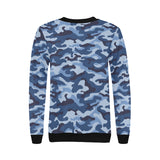 Blue camouflage pattern Women's Crew Neck Sweatshirt