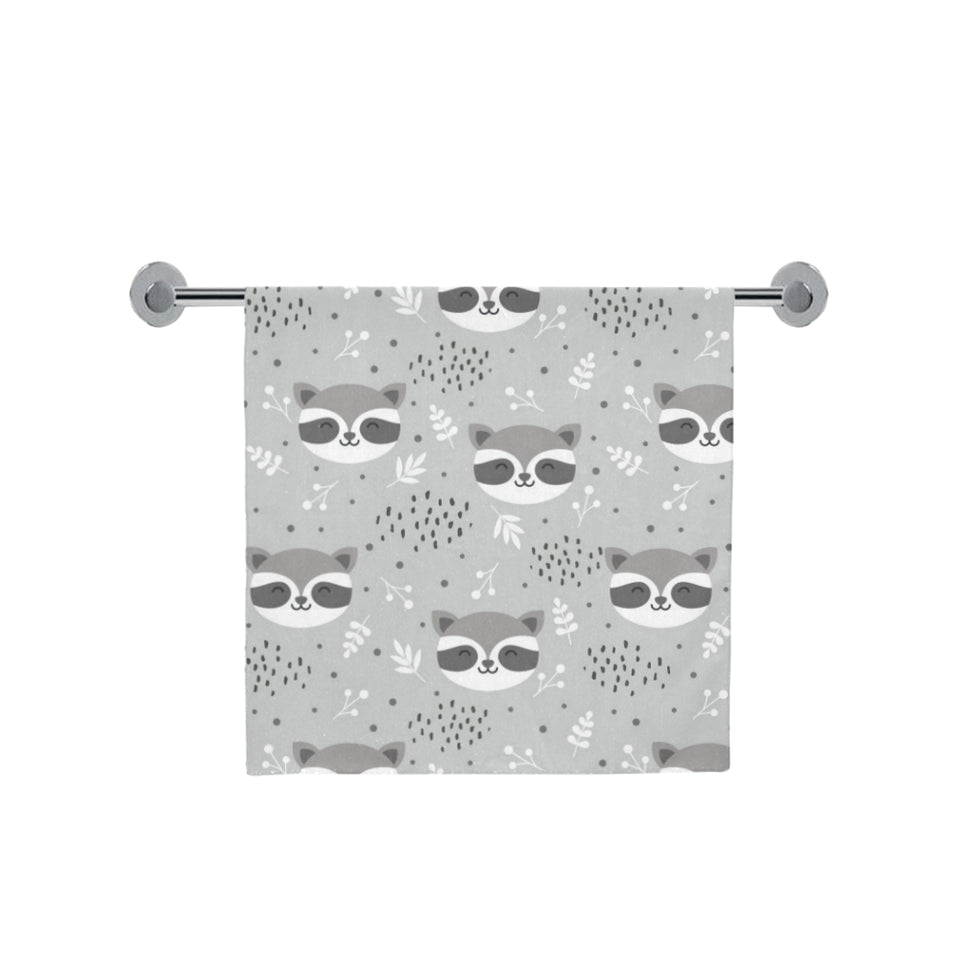 Cute raccoons leaves dot Bath Towel
