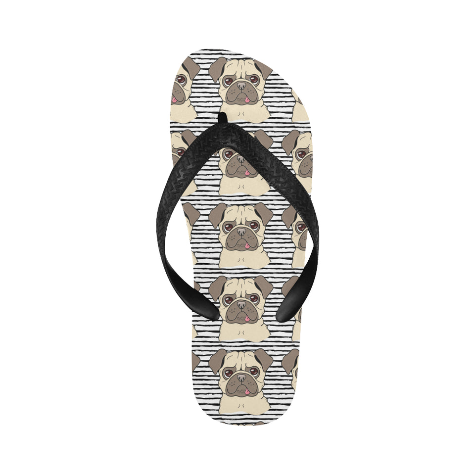 Happy pug pattern Unisex Flip Flops