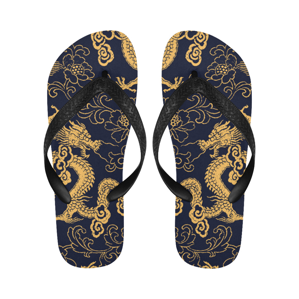 Gold dragon pattern Unisex Flip Flops