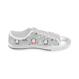 Cute Penguin christmas pattern Men's Low Top Shoes White