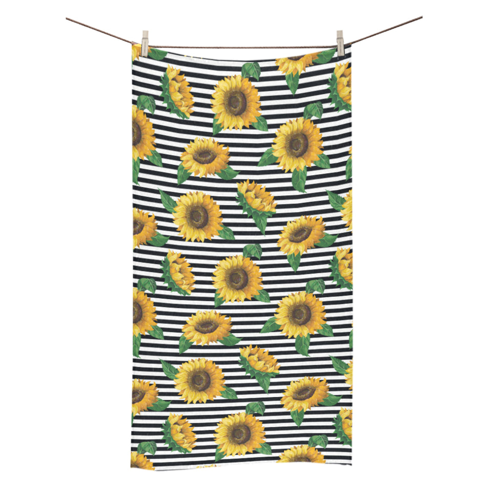 sunflowers ribbon background Bath Towel