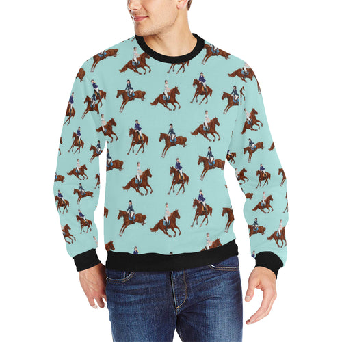 Horses running horses rider pattern Men's Crew Neck Sweatshirt