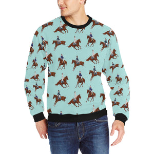 Horses running horses rider pattern Men's Crew Neck Sweatshirt
