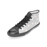 Heart pattern gray background Women's High Top Canvas Shoes Black