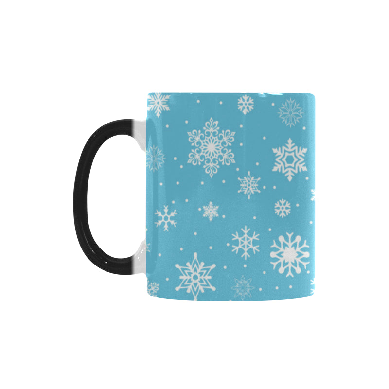 Snowflake pattern blue background Morphing Mug Heat Changing Mug