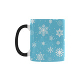 Snowflake pattern blue background Morphing Mug Heat Changing Mug