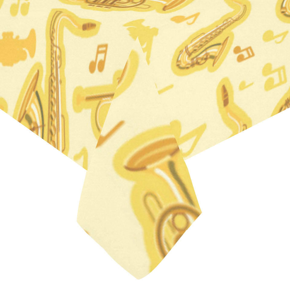 Saxophone cornet pattern yellow background Tablecloth