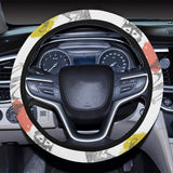 Siberian husky and colorful circle pattern Car Steering Wheel Cover