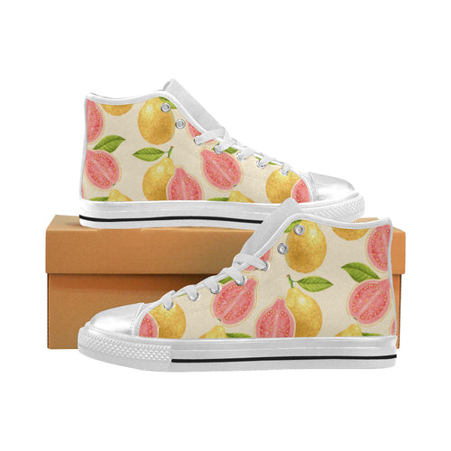 Beautiful guava pattern Women's High Top Canvas Shoes White