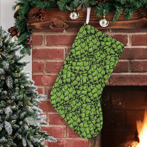 Green hop pattern Christmas Stocking