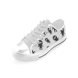 Ninja pattern plaid background Men's Low Top Canvas Shoes White