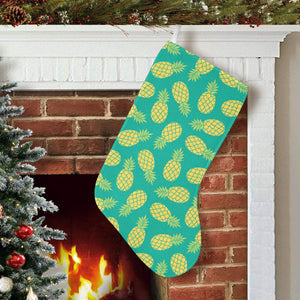 Pineapples pattern green background Christmas Stocking
