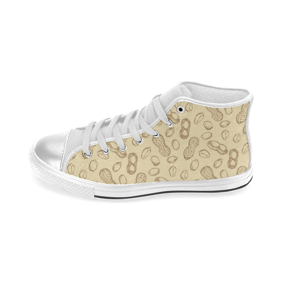 hand drawn peanuts pattern Women's High Top Canvas Shoes White