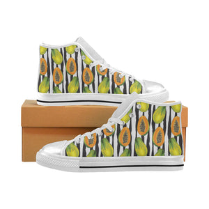 papaya design pattern Women's High Top Canvas Shoes White