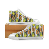 papaya design pattern Women's High Top Canvas Shoes White