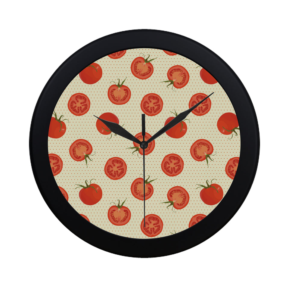 Tomato dot background Elegant Black Wall Clock
