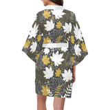 Beautiful gold autumn maple leaf pattern Women's Short Kimono Robe