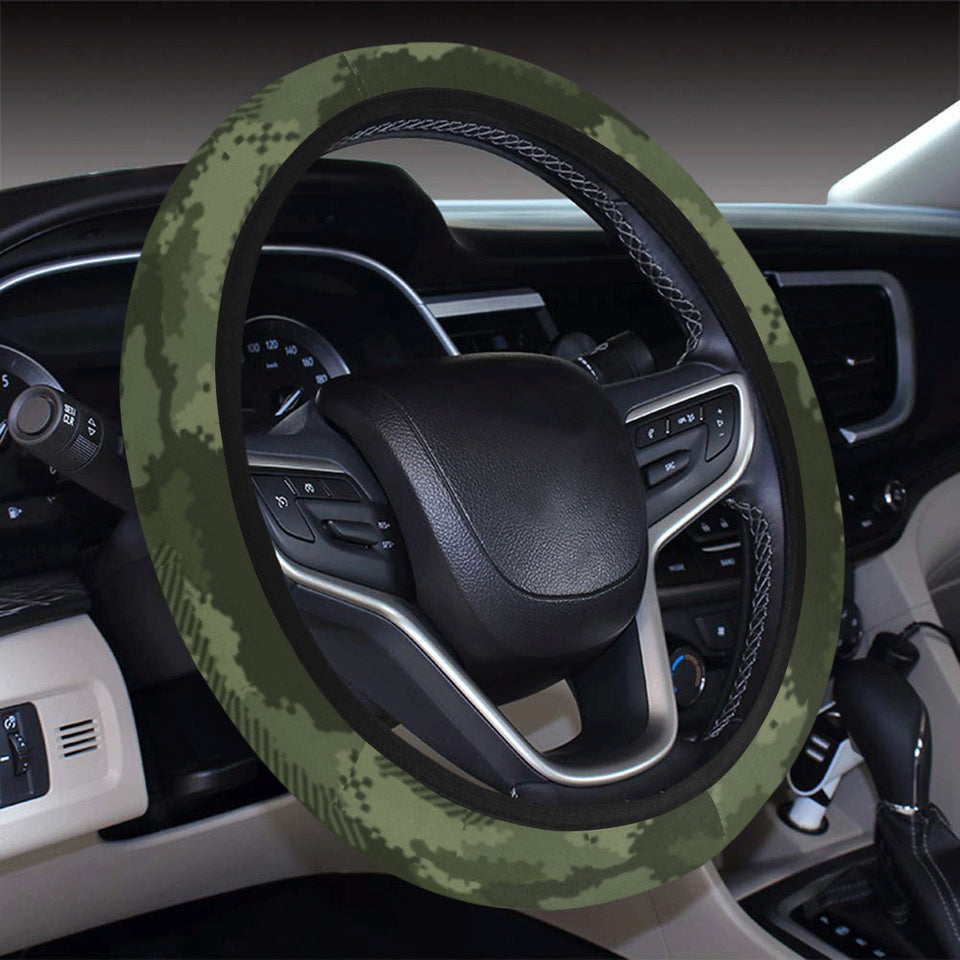 Digital Green camouflage pattern Car Steering Wheel Cover