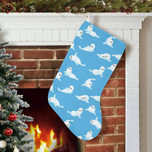 Cute sea lion seal pattern background Christmas Stocking