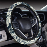 Sugar skull black white pattern Car Steering Wheel Cover