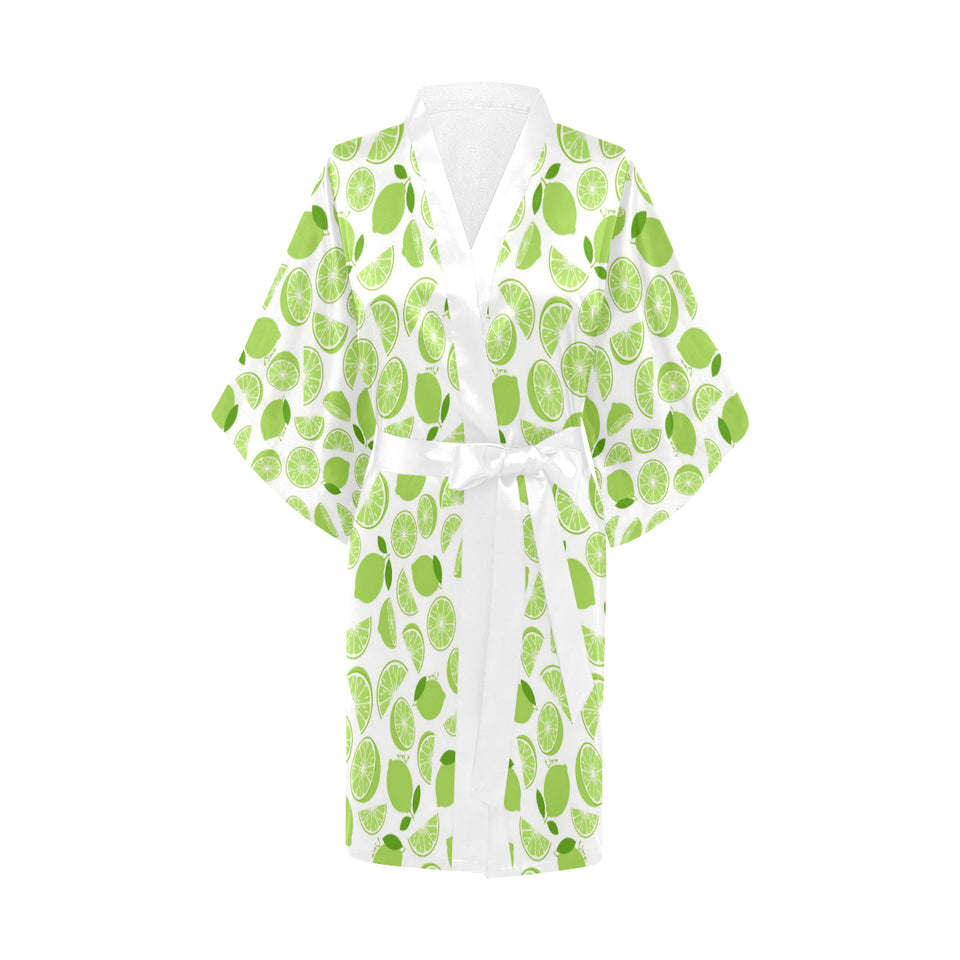 Lime design pattern Women's Short Kimono Robe