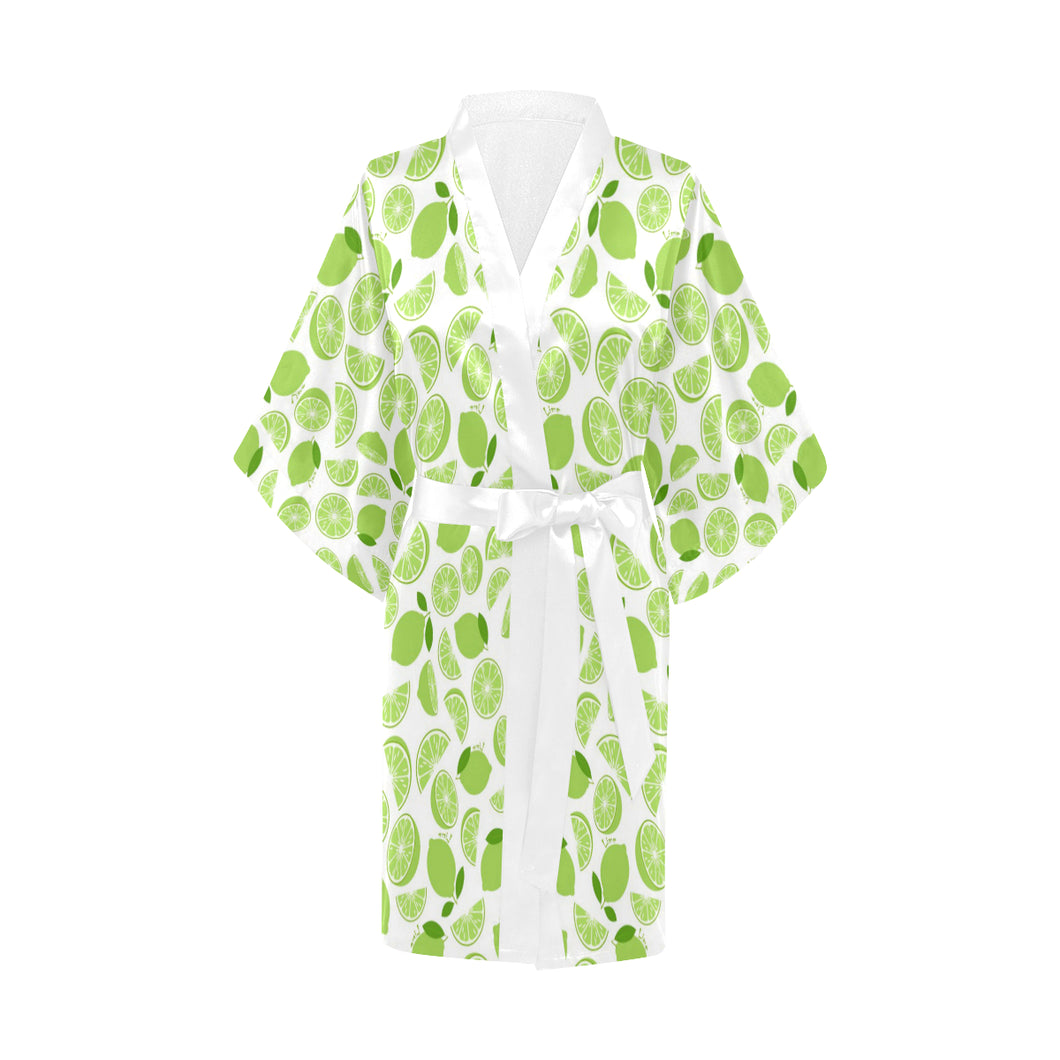 Lime design pattern Women's Short Kimono Robe