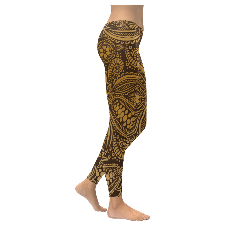 cacao beans tribal polynesian pattern background Women's Legging Fulfilled In US