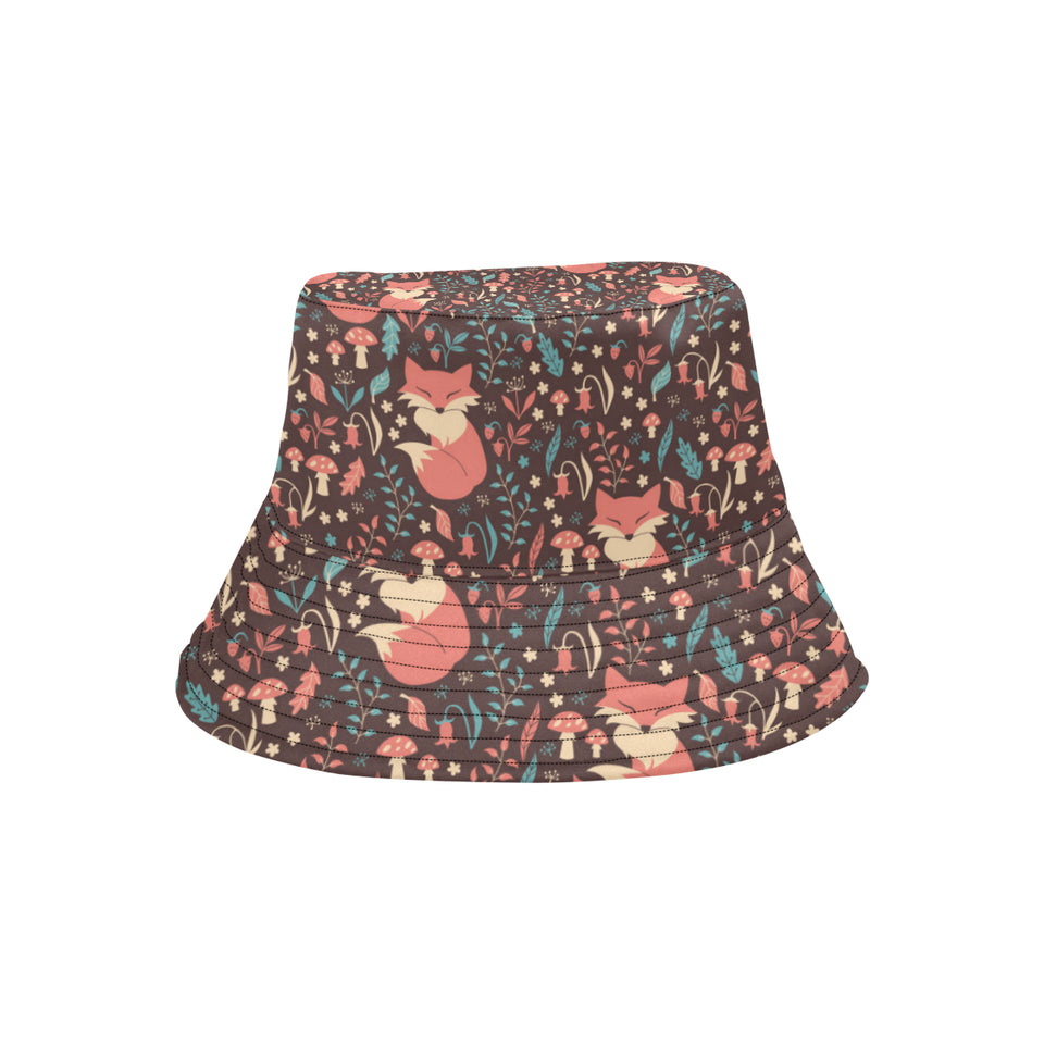 fox leaves mushroom pattern Unisex Bucket Hat