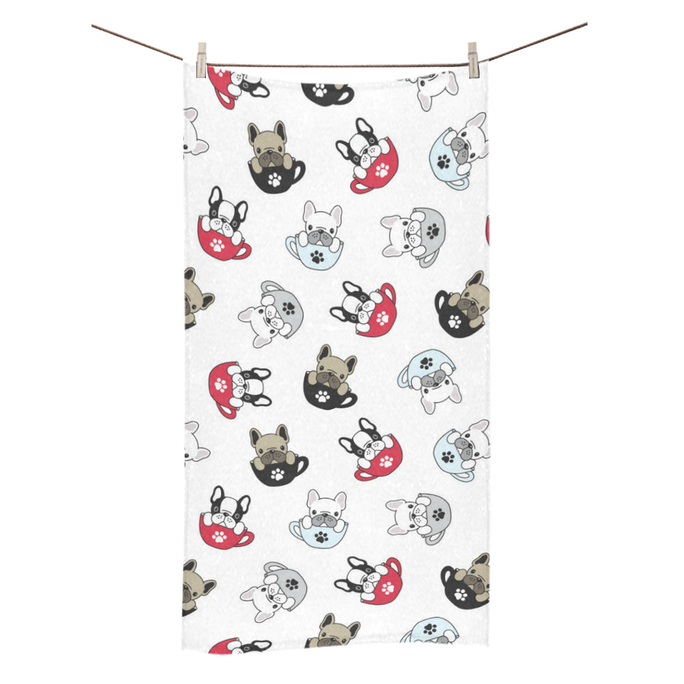 French bulldog cup paw pattern Bath Towel
