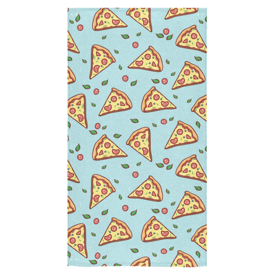 Hand drawn pizza blue background Bath Towel