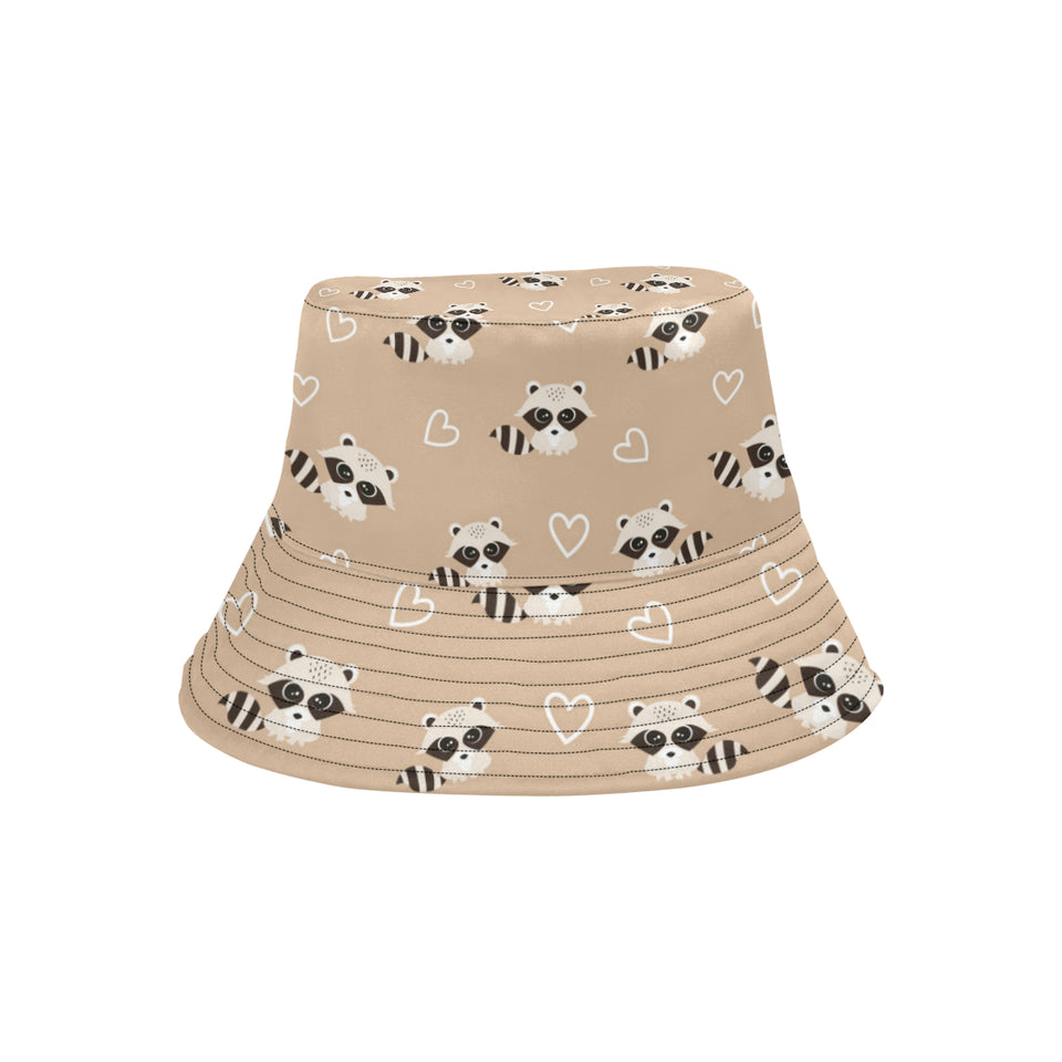 Cute raccoon heart pattern Unisex Bucket Hat