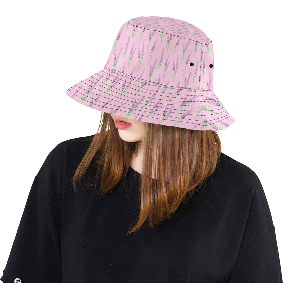 Lavender pattern pink background Unisex Bucket Hat