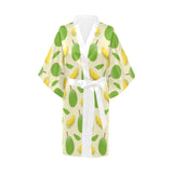 Durian pattern Women's Short Kimono Robe