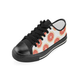 Grapefruit pattern Kids' Boys' Girls' Low Top Canvas Shoes Black