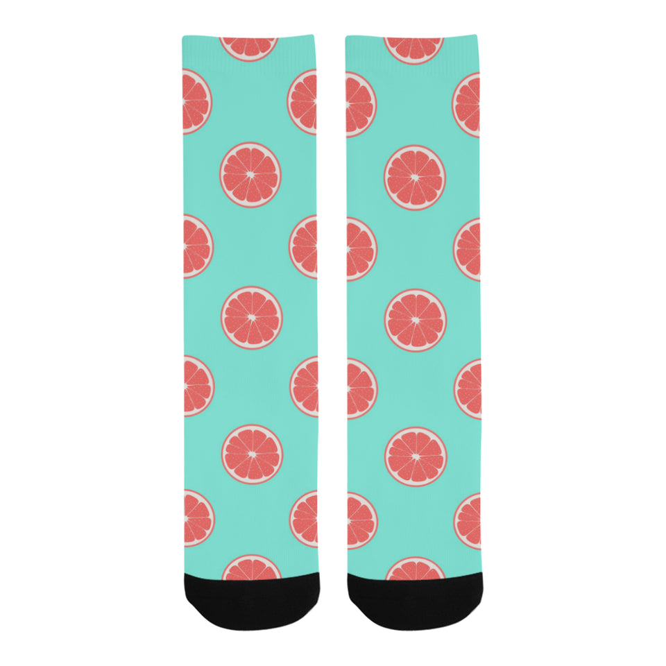Grapefruit green background Crew Socks