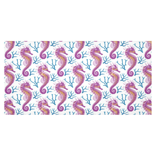 Purple seahorse blue coral pattern Tablecloth