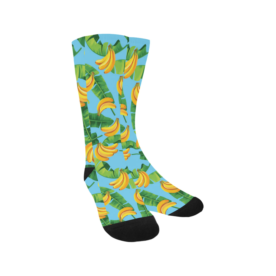 banana leaves banana design pattern Crew Socks