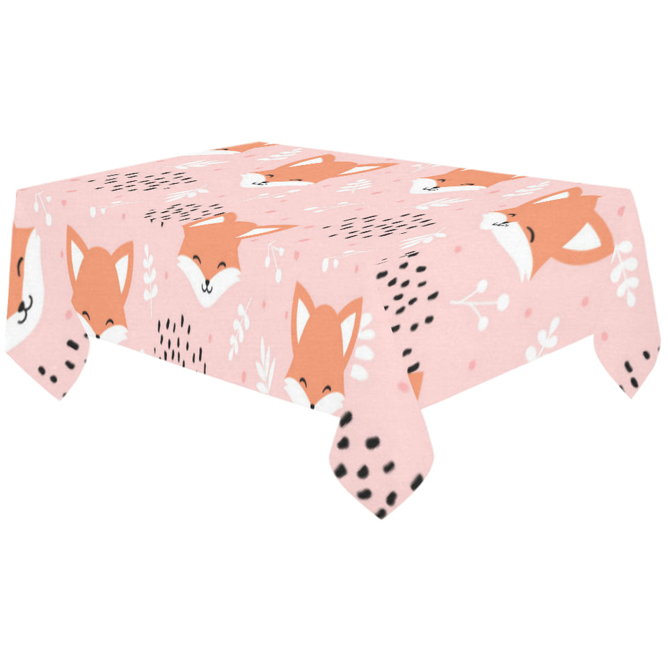 Cute fox pattern pink background Tablecloth